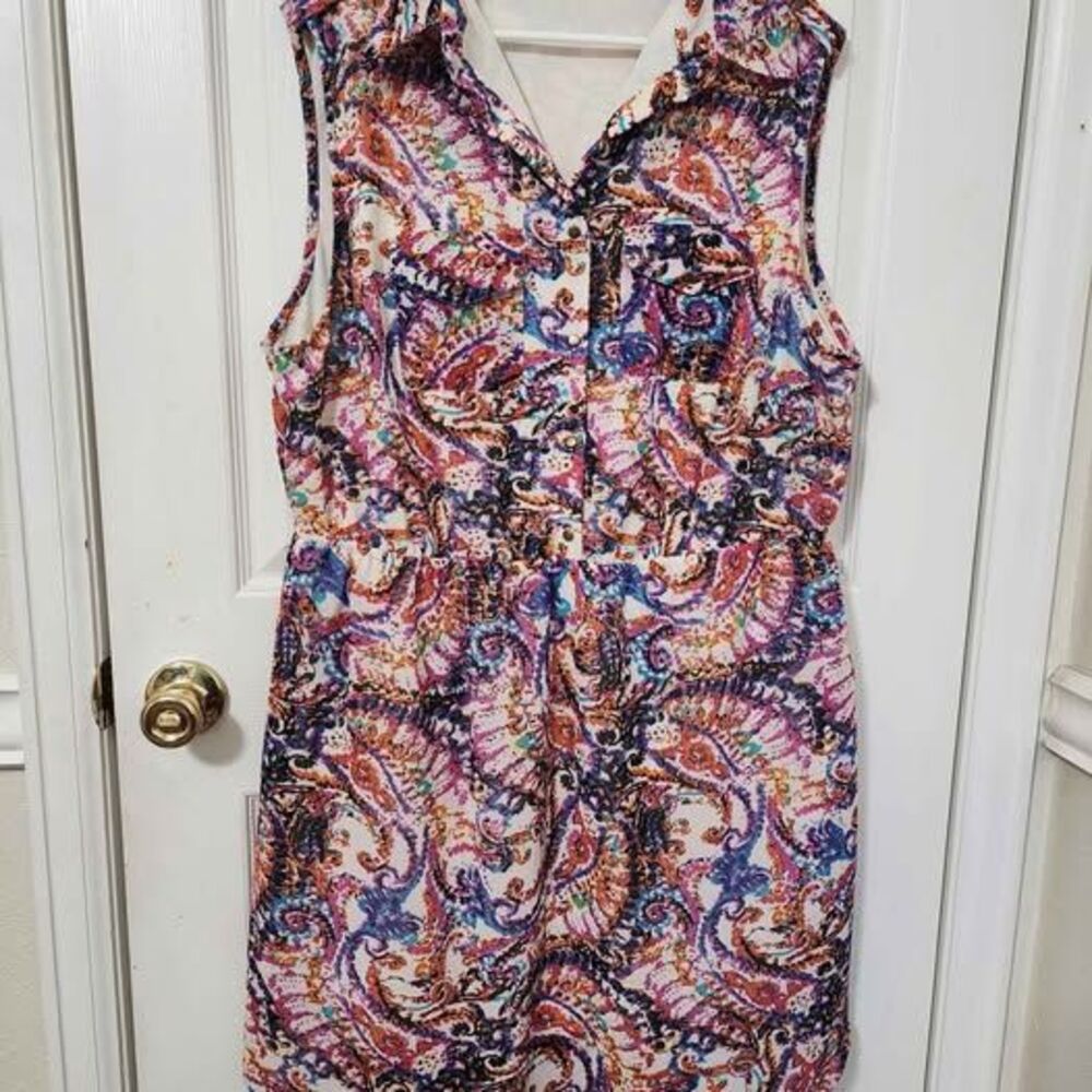 Indulge sleeveless paisley print shirt dress size 2X EUC